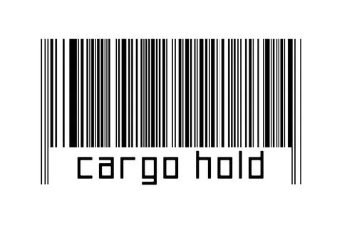 Barcode on white background with inscription cargo hold below. Concept of tra Stock Illustration