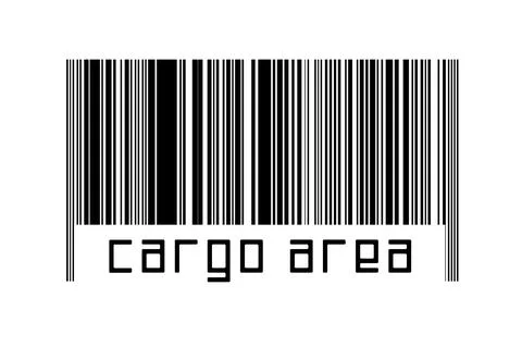 Barcode on white background with inscription cargo area below. Concept of tra Stock Illustration