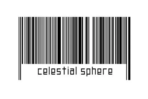 Barcode on white background with inscription celestial sphere below. Concept  Stock Illustration