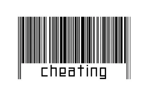Barcode on white background with inscription cheating below Stock Illustration