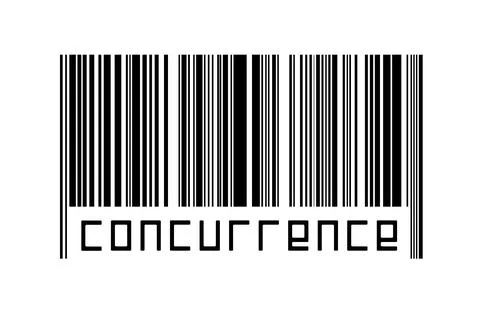 Barcode on white background with inscription concurrence below. Concept of tr Stock Illustration