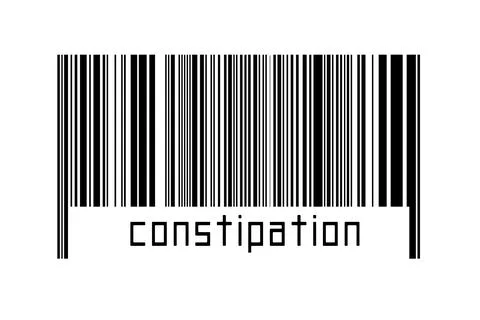 Barcode on white background with inscription constipation below. Concept of t Stock Illustration