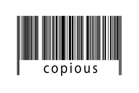 Barcode on white background with inscription copious below. Concept of tradin Stock Illustration