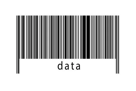 Barcode on white background with inscription data below. Concept of trading a Stock Illustration
