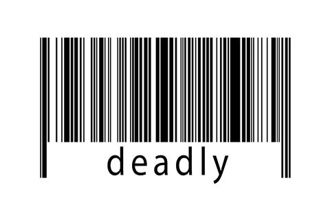 Barcode on white background with inscription deadly below. Concept of trading 스톡 일러스트