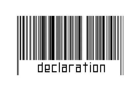 Barcode on white background with inscription declaration below. Concept of tr Stock Illustration