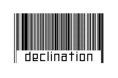 Barcode on white background with inscription declination below. Concept of tr Illustrazione stock