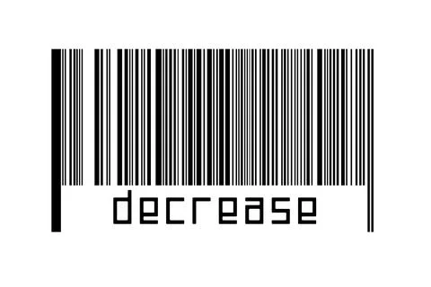 Barcode on white background with inscription decrease below. Concept of tradi Stockillustratie