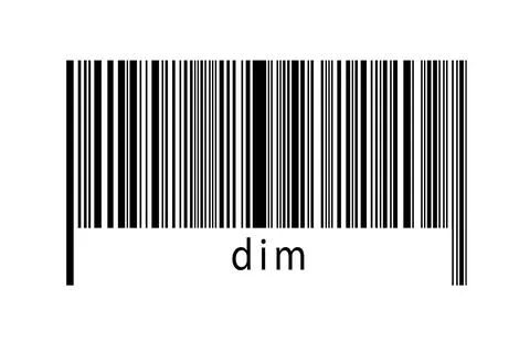 Barcode on white background with inscription dim below. Concept of trading an Stock Illustration
