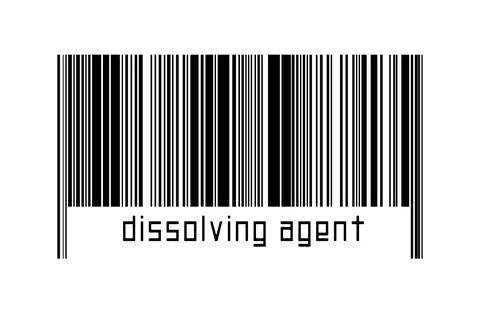 Barcode on white background with inscription dissolving agent below. Concept  Stock Illustration