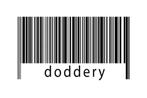 Barcode on white background with inscription doddery below. Concept of tradin Illustrazione stock