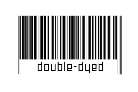 Barcode on white background with inscription double-dyed below. Concept of tr Stockillustratie