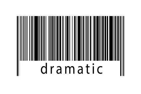 Barcode on white background with inscription dramatic below. Concept of tradi Stock Illustration