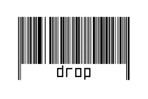 Barcode on white background with inscription drop below. Concept of trading a Stock Illustration