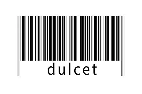 Barcode on white background with inscription dulcet below. Concept of trading Stock Illustration