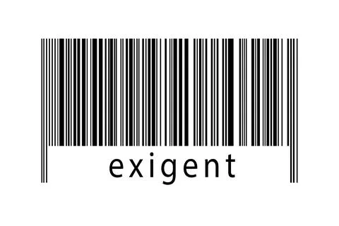 Barcode on white background with inscription exigent below. Concept of tradin Stock Illustration