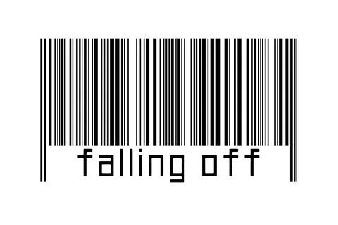 Barcode on white background with inscription falling off below. Concept of tr 스톡 일러스트