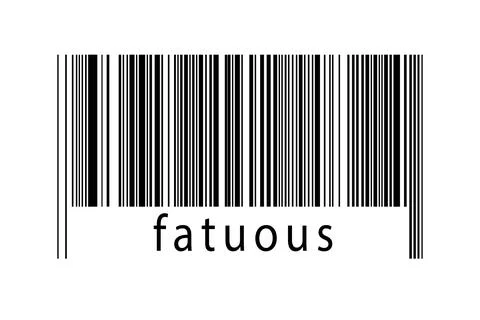 Barcode on white background with inscription fatuous below. Concept of tradin Stock Illustration