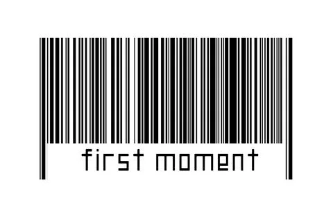 Barcode on white background with inscription first moment below. Concept of t Stock Illustration