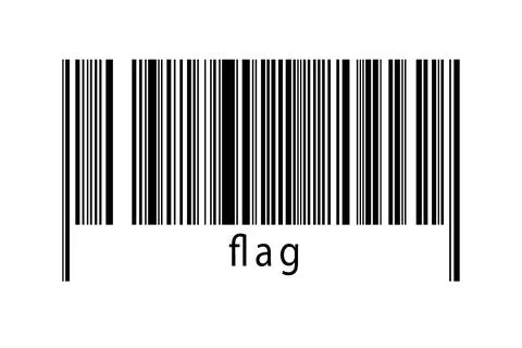 Barcode on white background with inscription flag below. Concept of trading a Stock Illustration