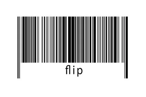 Barcode on white background with inscription flip below. Concept of trading a Stock Illustration