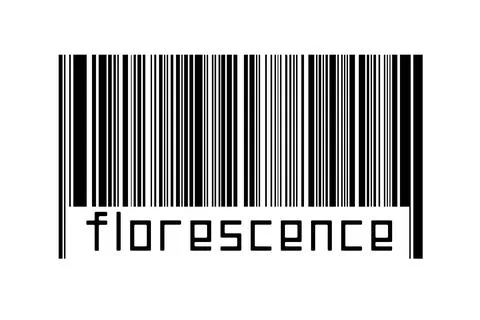Barcode on white background with inscription florescence below. Concept of tr Stock Illustration