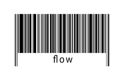 Barcode on white background with inscription flow below. Concept of trading a Stock Illustration