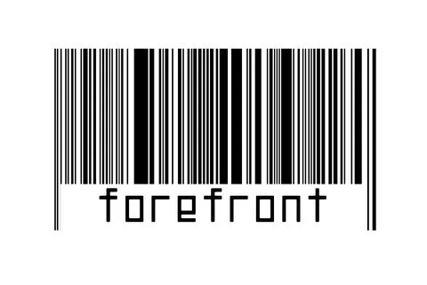 Barcode on white background with inscription forefront below. Concept of trad Stock Illustration