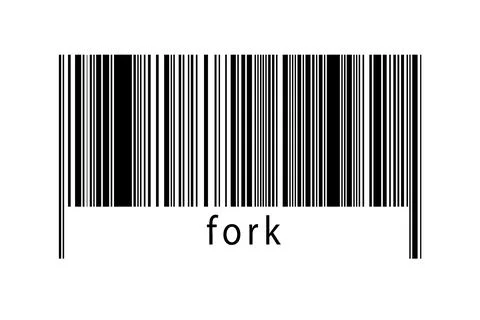 Barcode on white background with inscription fork below. Concept of trading a Stock Illustration