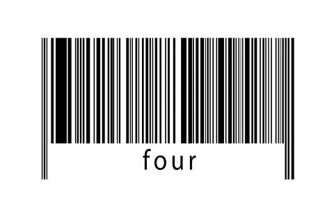 Barcode on white background with inscription four below. Concept of trading a Stock Illustration