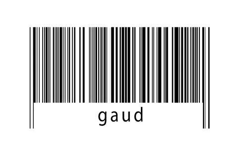 Barcode on white background with inscription gaud below. Concept of trading a Stock Illustration