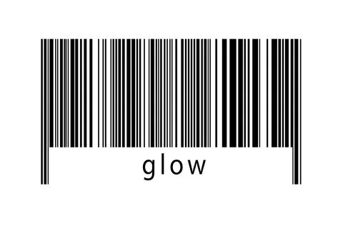 Barcode on white background with inscription glow below. Concept of trading a Stock Illustration