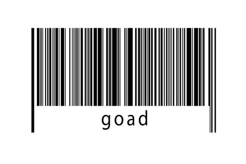 Barcode on white background with inscription goad below. Concept of trading a Stock Illustration