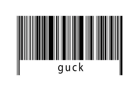 Barcode on white background with inscription guck below. Concept of trading a Stock Illustration