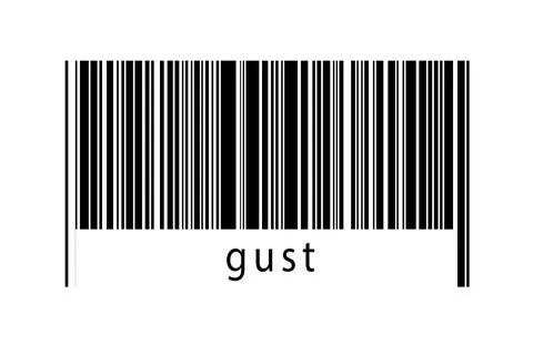 Barcode on white background with inscription gust below. Concept of trading a Stock Illustration