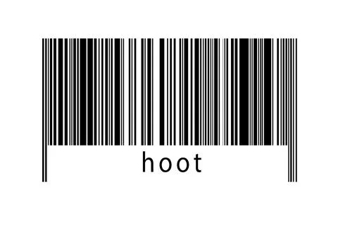 Barcode on white background with inscription hoot below. Concept of trading a Stock Illustration