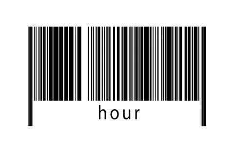 Barcode on white background with inscription hour below. Concept of trading a Stock Illustration