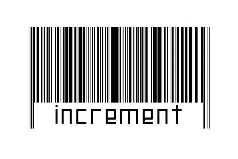 Barcode on white background with inscription increment below. Concept of trad Stock Illustration