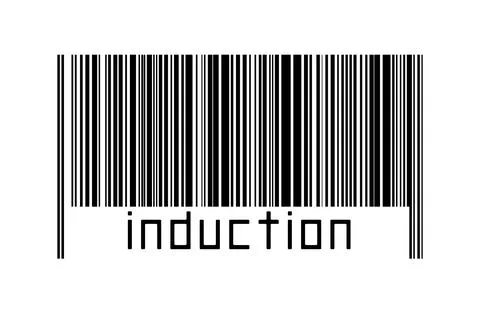 Barcode on white background with inscription induction below. Concept of trad Stock Illustration