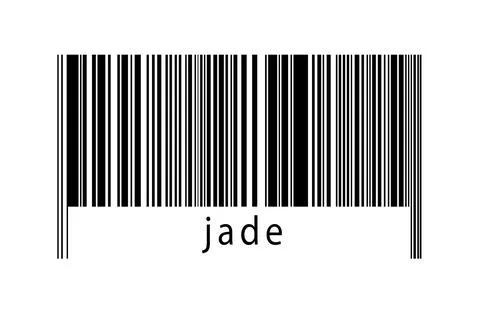 Barcode on white background with inscription jade below. Concept of trading a Stock Illustration