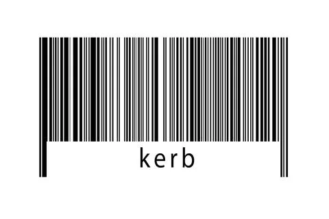 Barcode on white background with inscription kerb below. Concept of trading a Stock Illustration