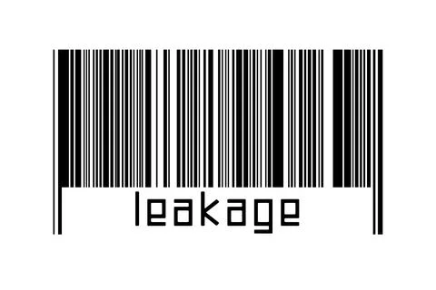 Barcode on white background with inscription leakage below. Concept of tradin Stockillustratie