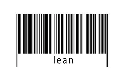 Barcode on white background with inscription lean below. Concept of trading a Stock Illustration