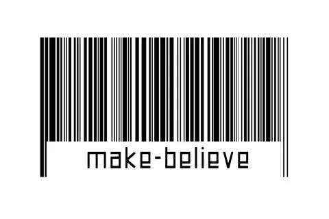 Barcode on white background with inscription make-believe below. Concept of t Stock-Illustration