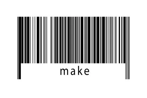 Barcode on white background with inscription make below. Concept of trading a Illustrazione stock