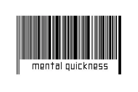 Barcode on white background with inscription mental quickness below. Concept  Illustrazione stock