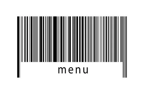 Barcode on white background with inscription menu below. Concept of trading a Stock Illustration