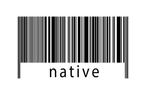 Barcode on white background with inscription native below. Concept of trading Stock Illustration