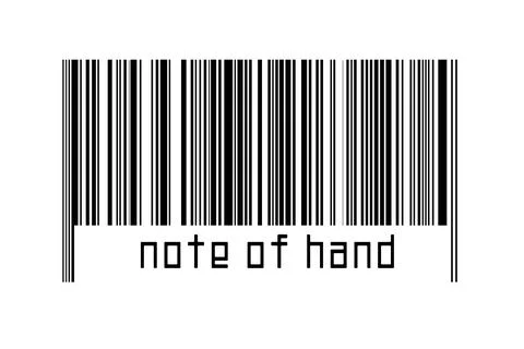 Barcode on white background with inscription note of hand below. Concept of t Illustrazione stock