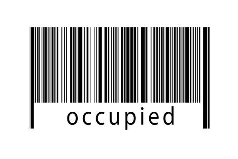 Barcode on white background with inscription occupied below. Concept of tradi Stock Illustration